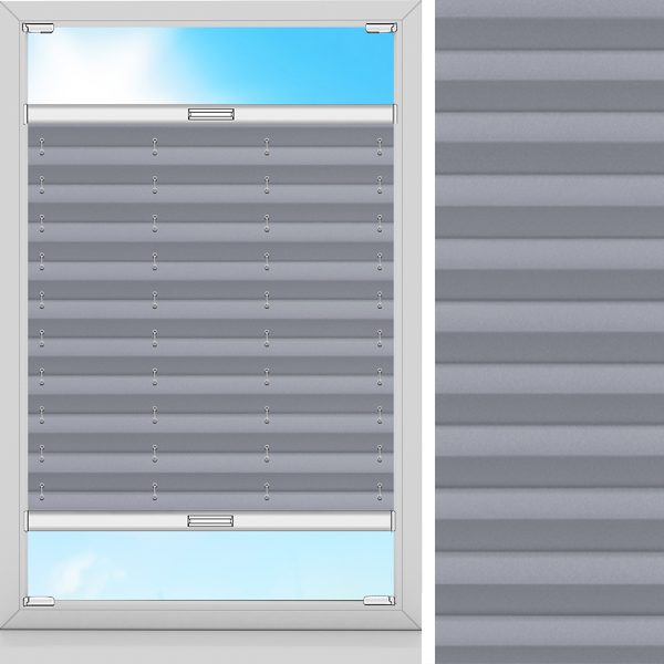 Plissee Budget, Grau, lichtdurchlässig & blickdicht