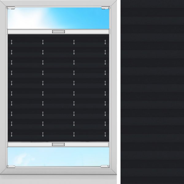 Plissee Ombre, Schwarz, komplett verdunkelnd