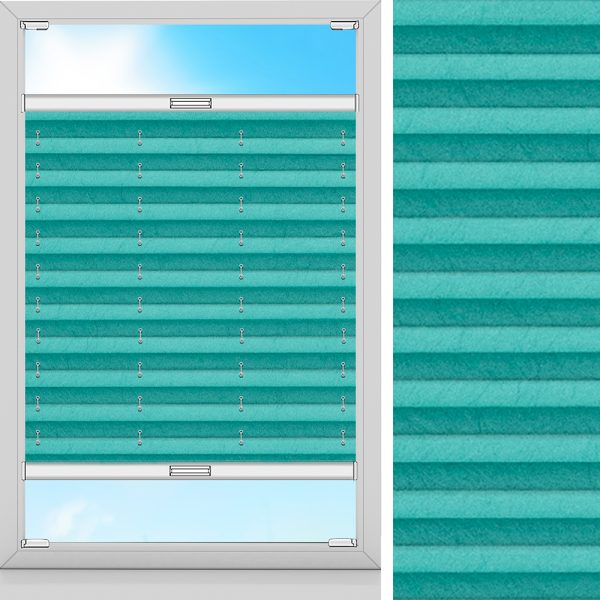 Plissee Klara, Türkis, lichtdurchlässig & blickdicht