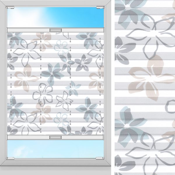 Plissee Flora, Blau, lichtdurchlässig & blickdicht