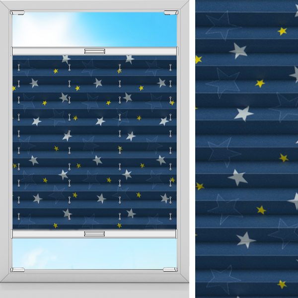 Plissee Notte, Blau, komplett verdunkelnd