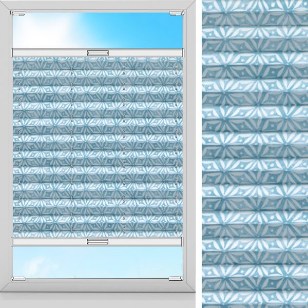 Plissee Kaleido, Blau, lichtdurchlässig & blickdicht