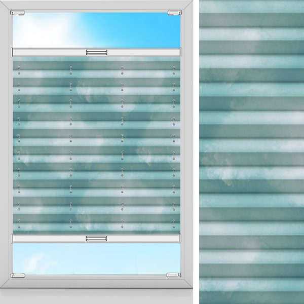 Plissee Eau, Türkis, lichtdurchlässig & blickdicht