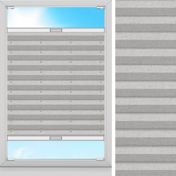 Plissee Leinen, Grau, komplett verdunkelnd