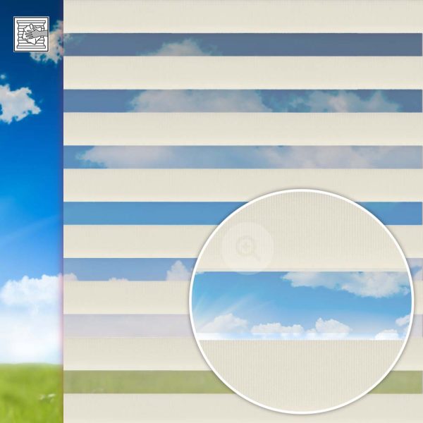 Doppelrollo Primavera, creme, Kette, Streifen 7,5 / 5 cm