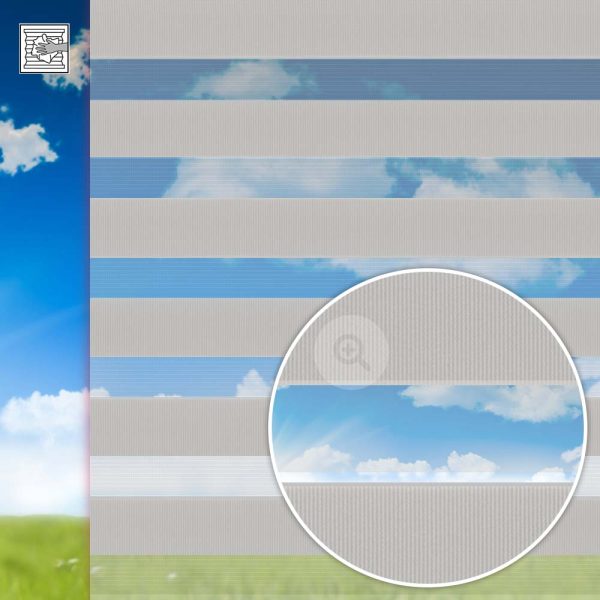 Doppelrollo Primavera, grau, Kette, Streifen 7,5 / 5 cm