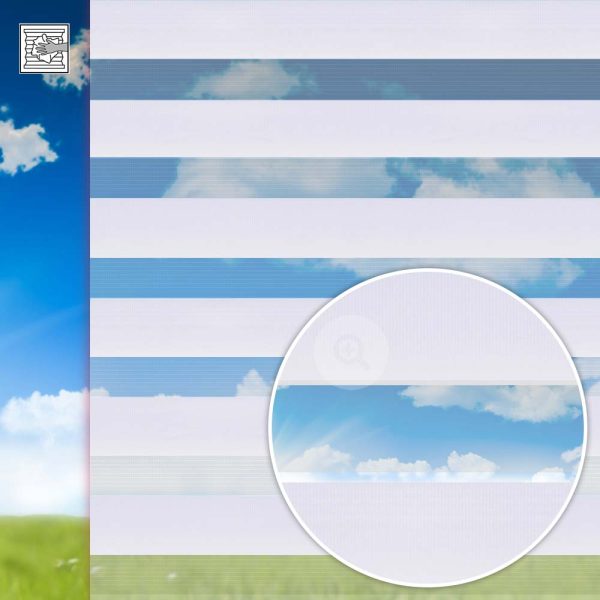 Doppelrollo Primavera, weiss, Kette, Streifen 7,5 / 5 cm