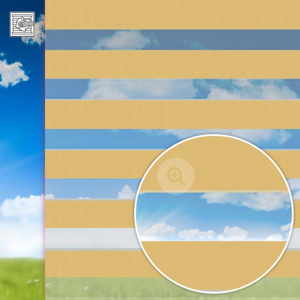 Doppelrollo Primavera, gelb, Kette, Streifen 7,5 / 5 cm