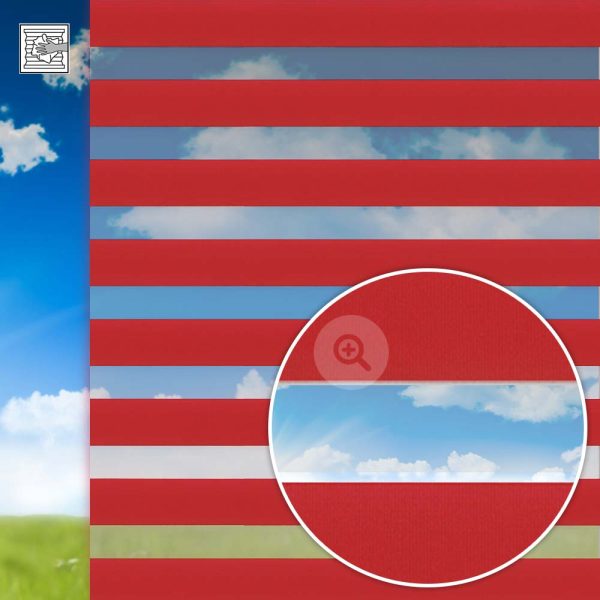 Doppelrollo Phoenix, rot, Kette, Streifen 6 / 4 cm