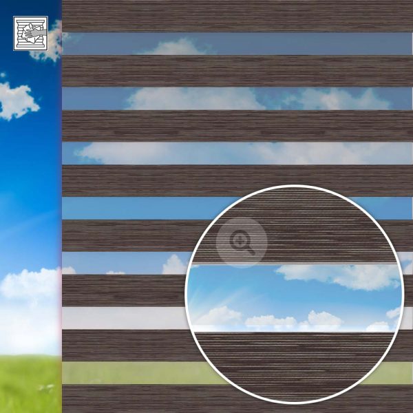 Doppelrollo Phoenix, braun, Kette, Streifen 7,5 / 5 cm