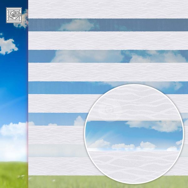 Doppelrollo Pavolo, weiss, Kette, Streifen 7,5 / 5 cm