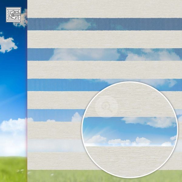 Doppelrollo Madera, weiss, Kette, Streifen 7,5 / 5 cm