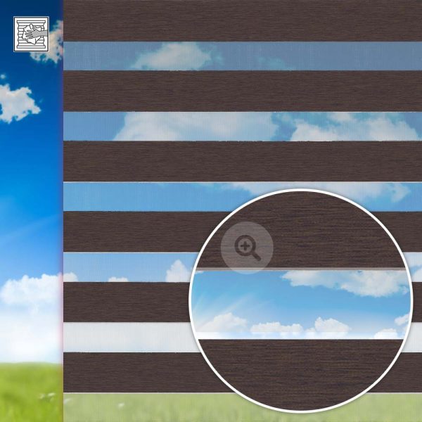 Doppelrollo Madera, braun, Kette, Streifen 7,5 / 5 cm