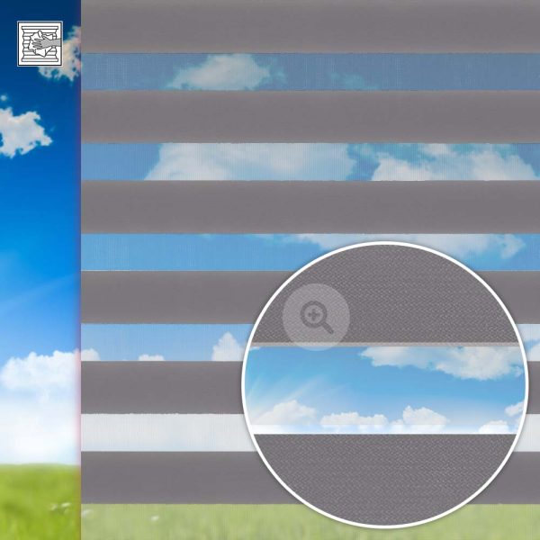 Doppelrollo Aroso, grau, Kette, Streifen 7,5 / 5 cm