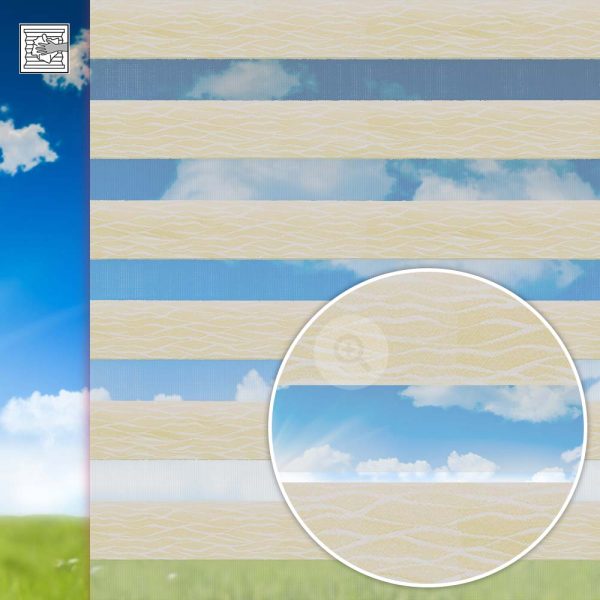 Doppelrollo Pavolo, beige, Kette, Streifen 7,5 / 5 cm