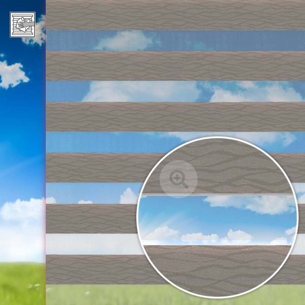 Doppelrollo Pavolo, braun, Kette, Streifen 7,5 / 5 cm