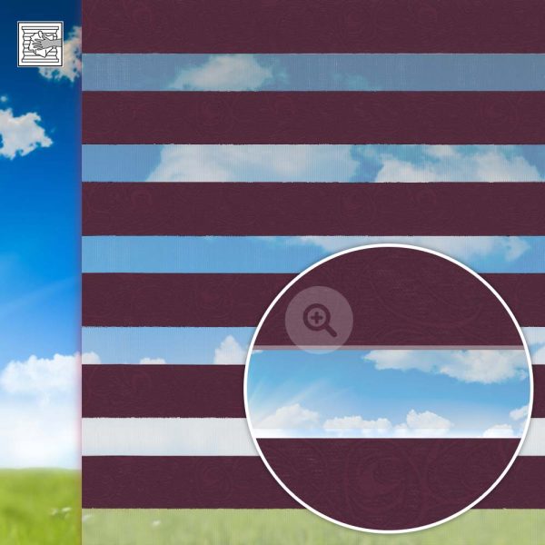 Doppelrollo Espira, rot, Kette, Streifen 7,5 / 5 cm