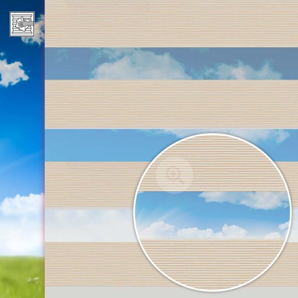 Doppelrollo Lusano, beige, Kette, Streifen 12 / 8 cm