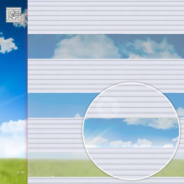 Doppelrollo Neluna, weiss, Kette, Streifen 14 / 10 cm