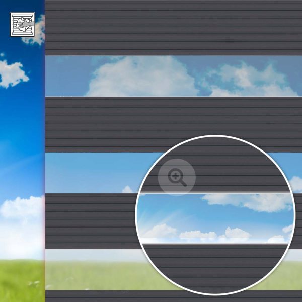 Doppelrollo Neluna, schwarz, Kette, Streifen 14 / 10 cm