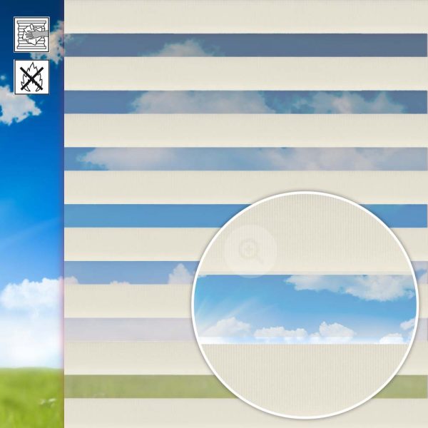 Doppelrollo Primavera, creme, Kette, Streifen 7,5 / 5 cm, schwer entflammbar