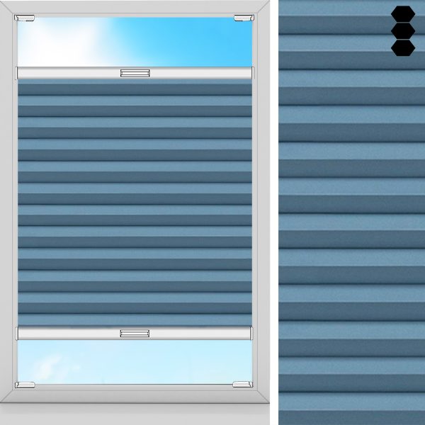 Wabenplissee Fresco, Blau, lichtdurchlässig & blickdicht