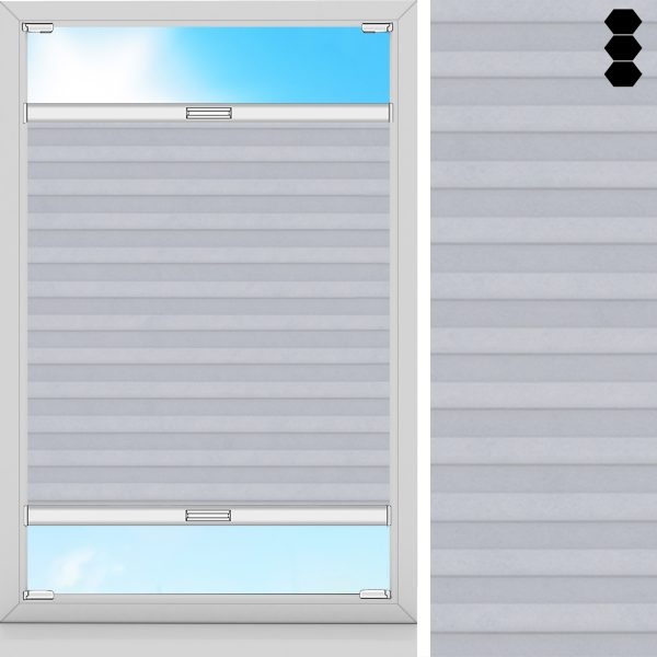 Wabenplissee Fresco, Grau, lichtdurchlässig & blickdicht