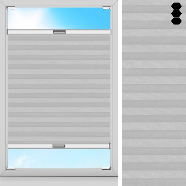 Wabenplissee Lux, Hellgrau, lichtdurchlässig & blickdicht