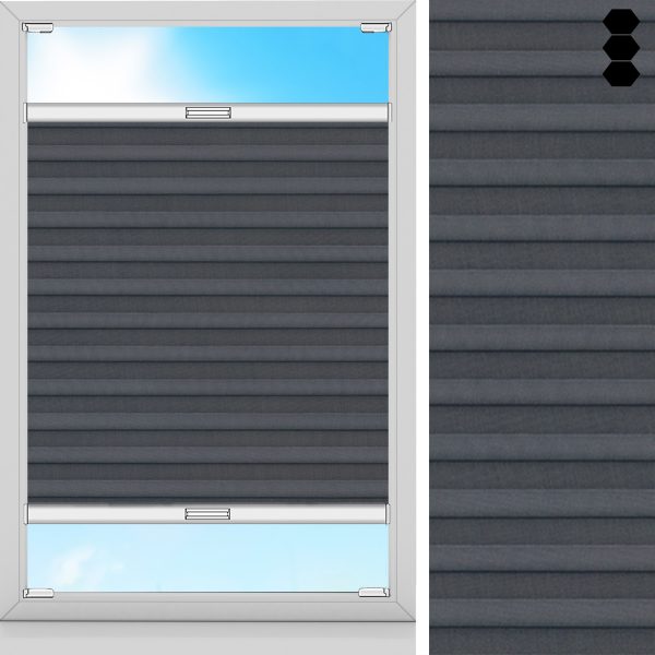 Wabenplissee Bela, Antrazit, lichtdurchlässig & blickdicht