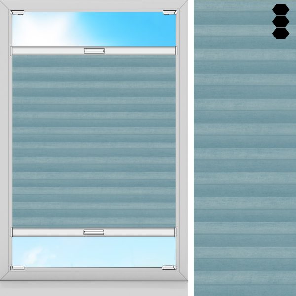 Wabenplissee Bela, Hellblau, lichtdurchlässig & blickdicht