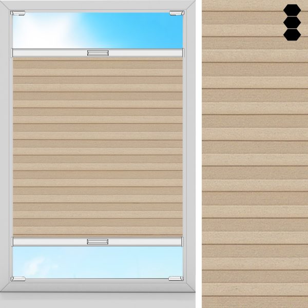 Wabenplissee Rustika, Hellbraun, lichtdurchlässig & blickdicht