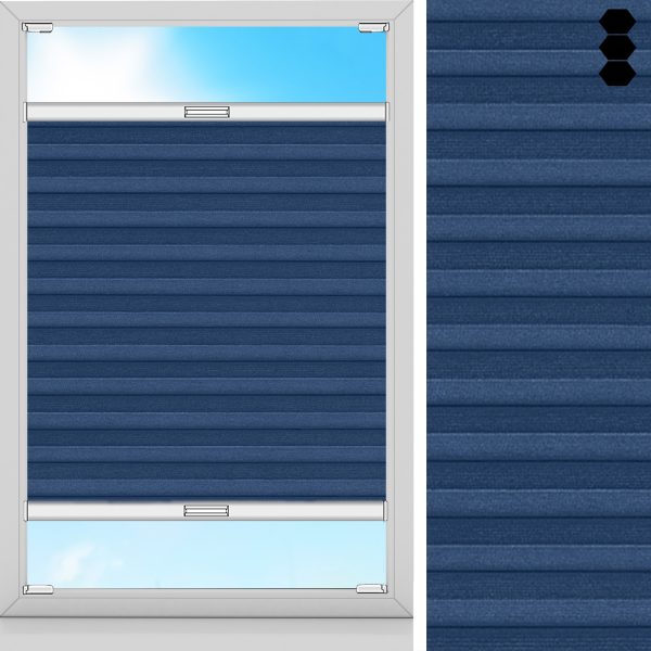 Wabenplissee Rustika, Blau, lichtdurchlässig & blickdicht