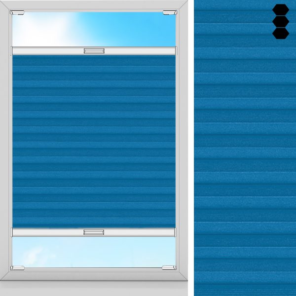 Wabenplissee Rustika, Blau, lichtdurchlässig & blickdicht