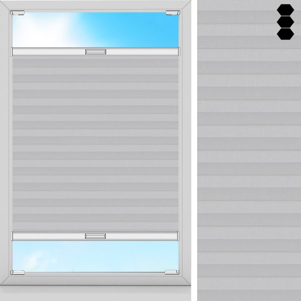 Wabenplissee Alta, Hellgrau, lichtdurchlässig & blickdicht