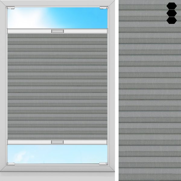 Wabenplissee Alta, Grau, lichtdurchlässig & blickdicht