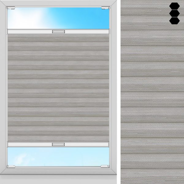 Wabenplissee Moderna, Grau, lichtdurchlässig & blickdicht