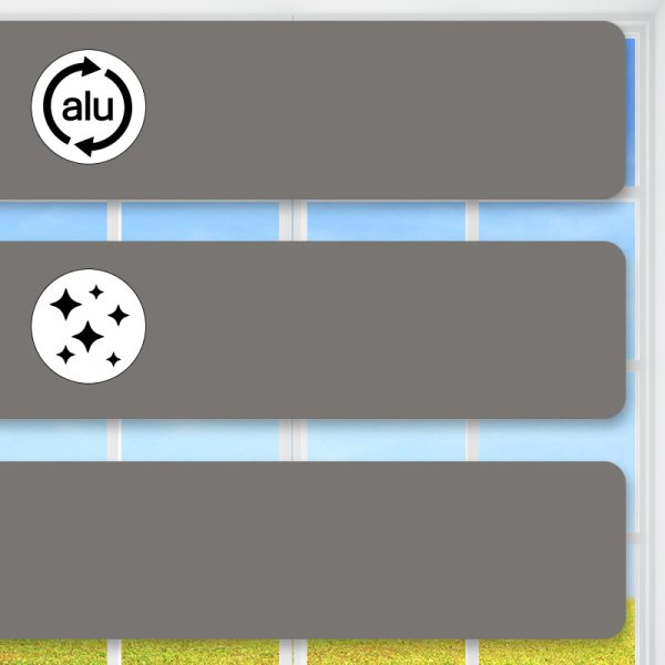 Flexible Alu-Jalousie, Mittelgrau, 25 mm Lamelle, glänzend lackiert