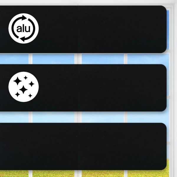 Flexible Alu-Jalousie, Schwarz, 25 mm Lamelle, glänzend lackiert