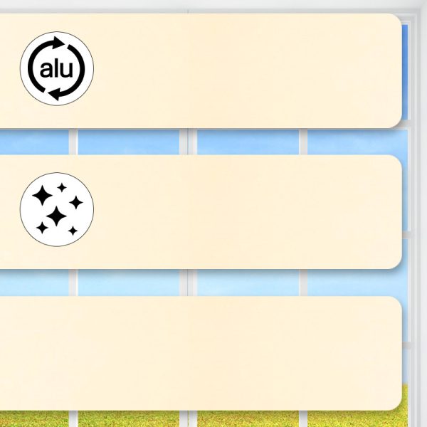 Flexible Alu-Jalousie, Hell-Creme, 25 mm Lamelle, glänzend lackiert