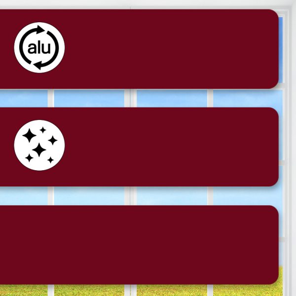 Flexible Alu-Jalousie, Bordeaux-Rot, 25 mm Lamelle, matt lackiert