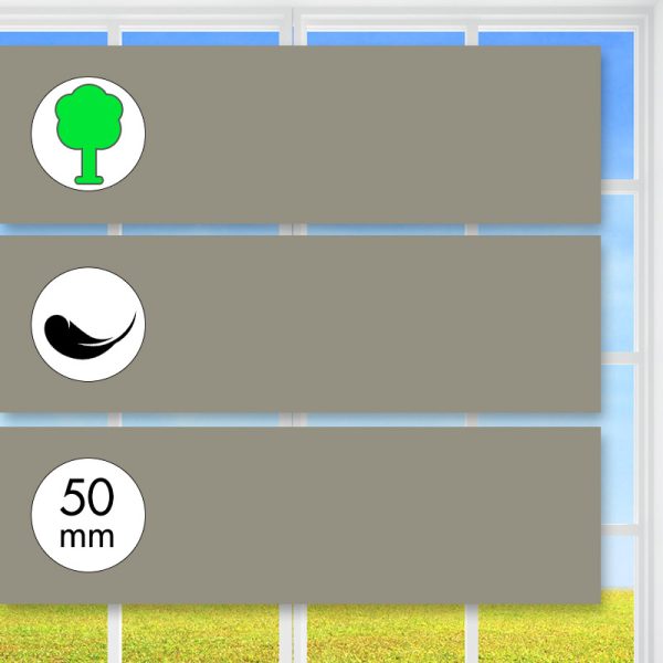 Ultraleichte Echtholz-Jalousie, Grau, 50 mm Lamelle, farbig lackiert