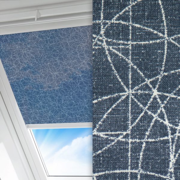 Dachfenster Rollo Geo, blau, lichtdurchlässig & blickdicht, feucht abwischbar