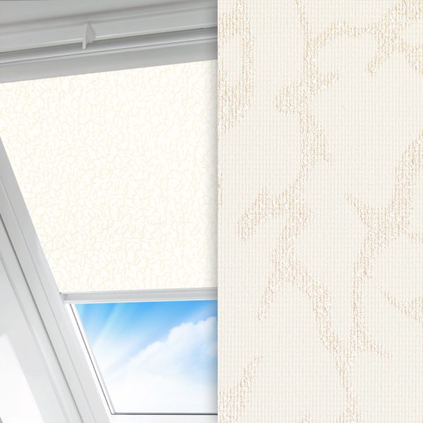 Dachfenster Rollo Ruvi, creme, lichtdurchlässig & blickdicht, feucht abwischbar, gold glänzend