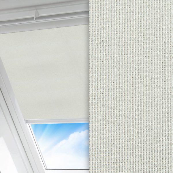 Dachfenster Rollo Rustico, grau, abdunkelnd, Rückseite Perlmutt, schmutzabweisend, feucht abwischbar