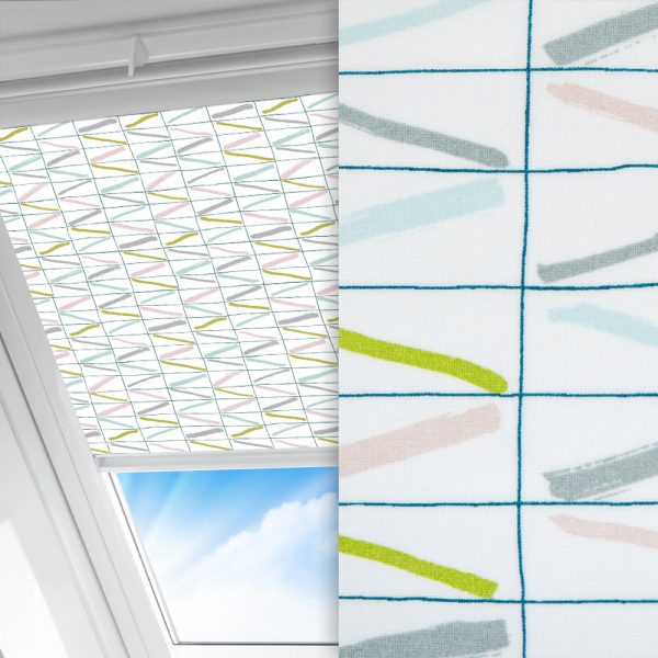 Dachfenster Rollo Ecola, weiss/grün, lichtdurchlässig & blickdicht, feucht abwischbar