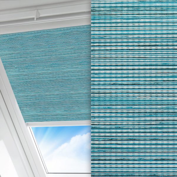 Dachfenster Rollo Linea, türkis, lichtdurchlässig & blickdicht, Rückseite Teflon, feucht abwischbar