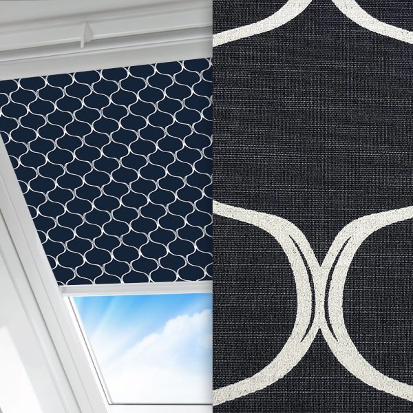 Dachfenster Rollo Vintage, blau/weiss, lichtdurchlässig & blickdicht, feucht abwischbar