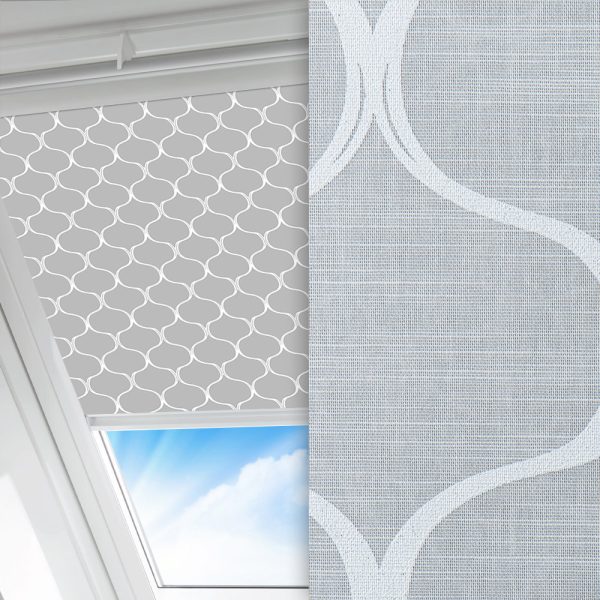 Dachfenster Rollo Vintage, grau/weiss, lichtdurchlässig & blickdicht, feucht abwischbar
