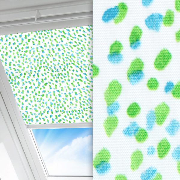 Dachfenster Rollo Punta, weiss/grün, lichtdurchlässig & blickdicht, feucht abwischbar