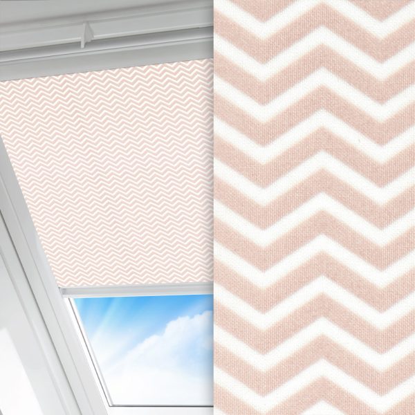 Dachfenster Rollo Zickzack, rosa/weiss, lichtdurchlässig & blickdicht, feucht abwischbar